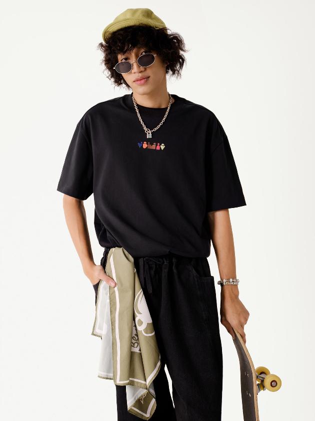 Café-Boxy T-Shirt With Embeoidery